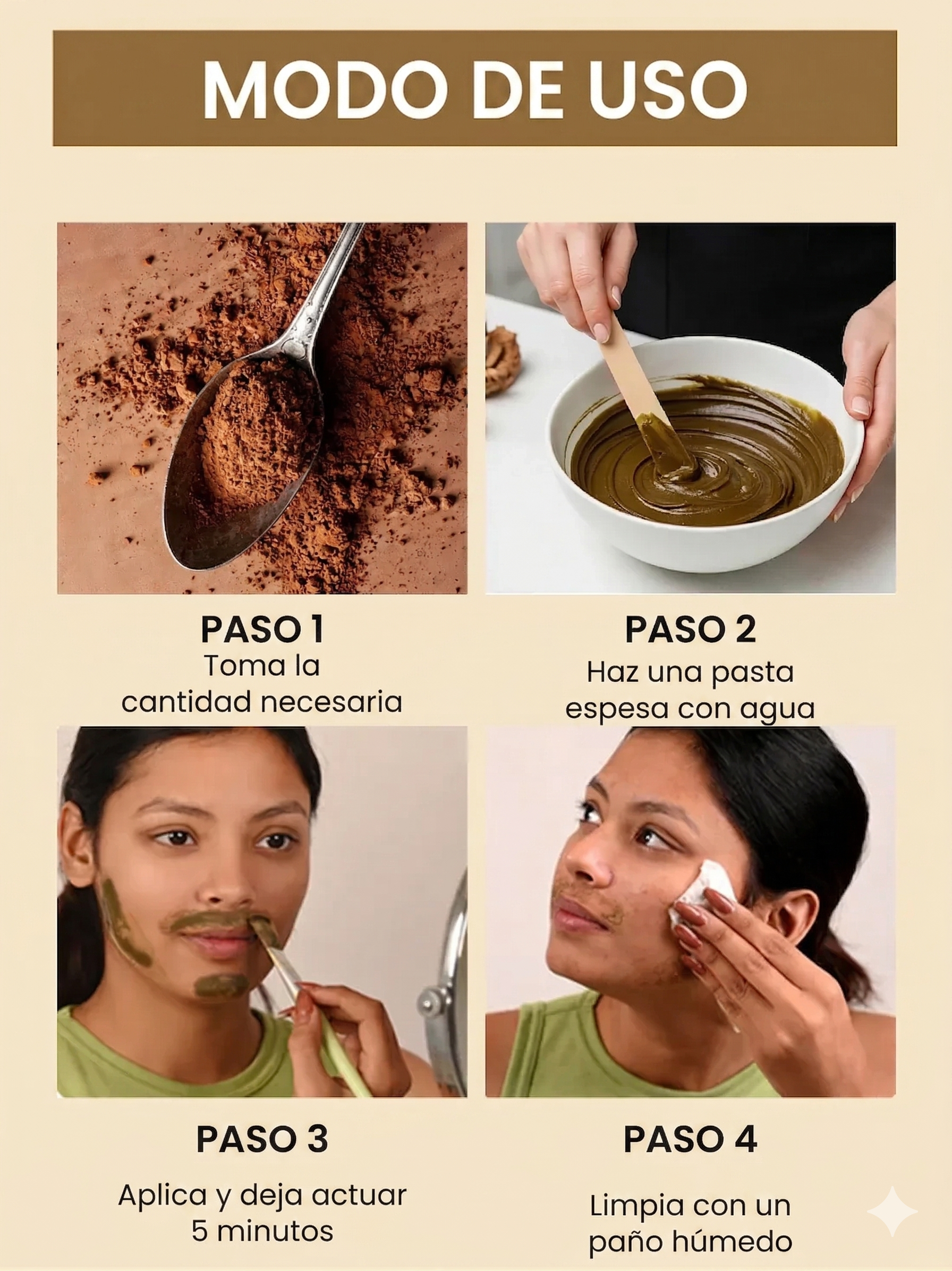 Cera facial de cúrcuma - Cera en polvo indolora de 5 minutos