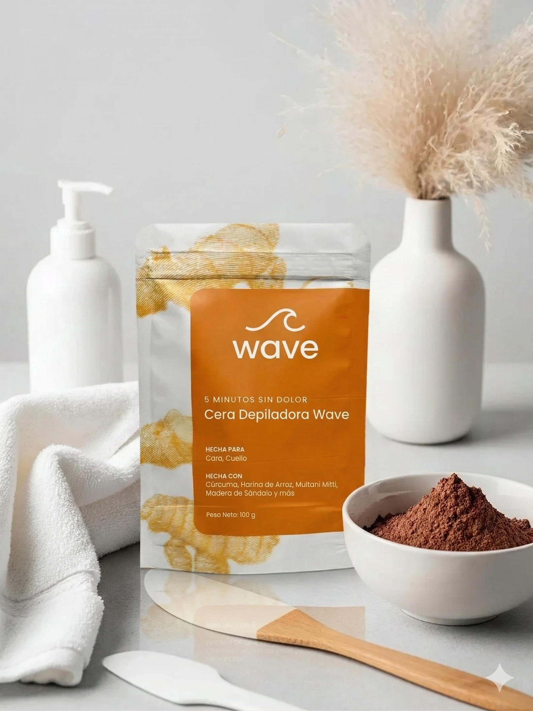 Cera facial de cúrcuma - Cera en polvo indolora de 5 minutos